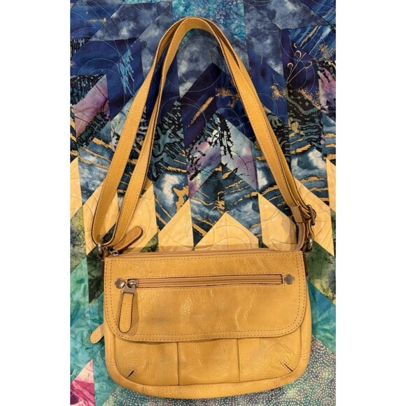 Fossil Crossbody Purse Bag Shoulder Tote Leather Hide Adjustable Strap Zipper - Picture 11 of 16